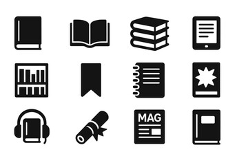 books icons set