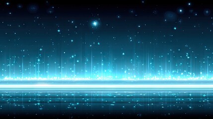 Obraz premium Teal glowing light effect with sparkling particles.