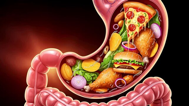 Digestive System: Unhealthy Food Journey Animation