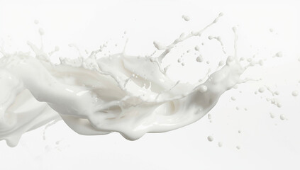Close Up Splash of Fresh White Milk Isolated on White Background Representing Dairy, Beverage, and Liquid Motion Concept