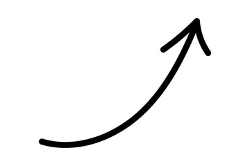 Hand drawn arrow isolated, hand drawn arrow upward arrow for highlight and emphasize isolated on transparent png