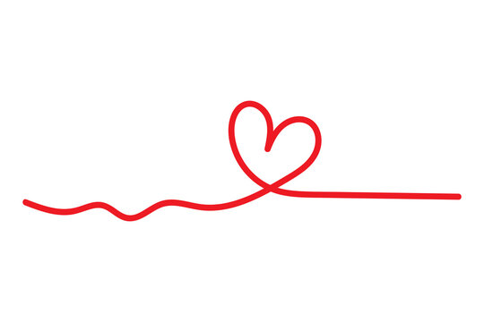 Naklejki Hand drawn heart shape with continuous line, one line love shape doodle style drawing for romance, marriage, valentine