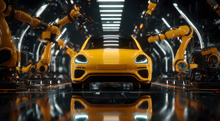 Fototapeta premium Automotive Automation Assembly Workshop
