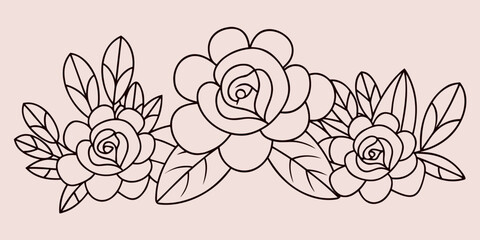 Hand-drawn floral vector illustration, a seamless vintage rose pattern design for wallpaper or textile decoration