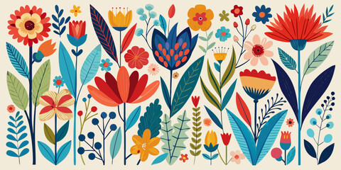 Seamless vintage floral pattern with summer flowers and delicate leaves, perfect for fabric and textile design