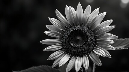 Sunlit Geometry: A Monochrome Sunflower's Inner Beauty