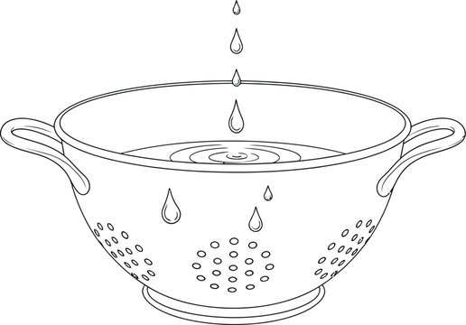 colander with water drops, black and white clip art preview