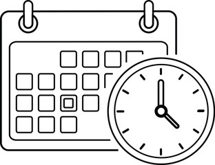 Obraz premium Calendar With Clock Business Schedule Deadline Vector Icon Minimalist Planning Outline Modern Isolated Design