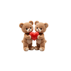 Two teddy bears holding a red heart, perfect for Valentine's Day.Cute cartoon teddy bears stand side-by-side, holding a large red heart between them.