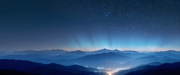 Fototapeta premium The Starry Sky Mountains at Night