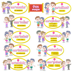 Cartoon traditional Thai dance vector.