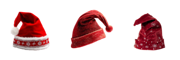 Christmas hat collection transparent background holiday decorations festive atmosphere
