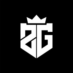 ZG Vector image of a shield with a sharp geometric style and a pointed crown