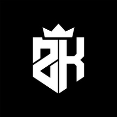 ZK Vector image of a shield with a sharp geometric style and a pointed crown