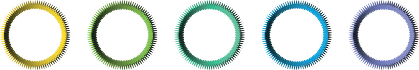 Vector Illustration of Multicolor Gradient Buttons in Circle Round  Geometric Styles in Zigzag Brush