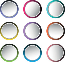 Dynamic Gradient Color Button Set with Circle and Round Shapes in a Modern Vector Illustration Style in White Background