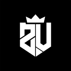 ZV Vector image of a shield with a sharp geometric style and a pointed crown