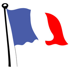 French flag waving on a white background