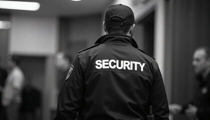 Professional security guard in uniform ensuring safety and order in a busy environment