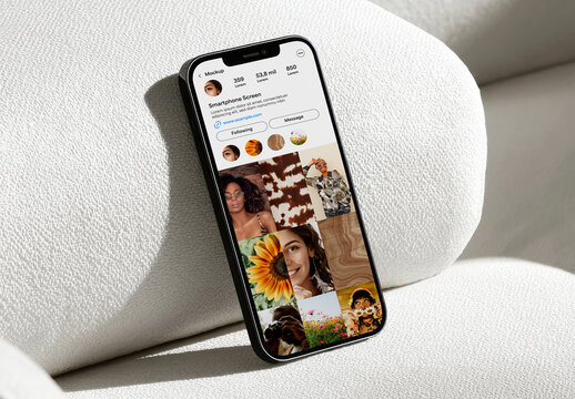 Smartphone Screen on Sofa Mockup