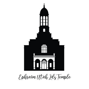 Ephraim Utah LDS Temple SVG, Religious Vector illustration, Church silhouette cricut