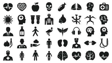 Fototapeta premium Medical health science biology and human body icons vector