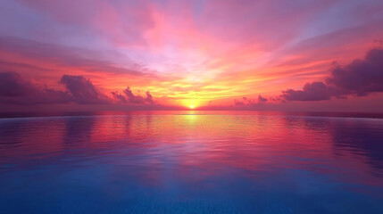 Fototapeta premium Sunset Maldives scenery landscape outdoors horizon ocean tranquil colorful sky reflection