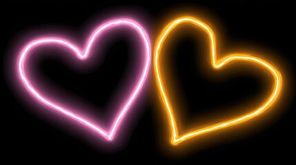 Two neon hearts in contrasting colors.