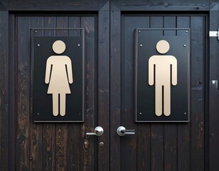 Elegant Restroom Sign for Men and Women on Background