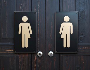 Elegant Restroom Sign for Men and Women on Background