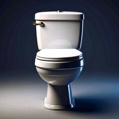 Modern White Ceramic Toilet in Clean Bathroom with Dark Background