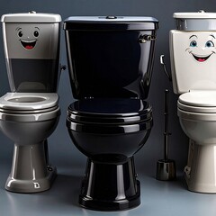 Happy Cartoon Toilet in Clean Modern Bathroom with Smiling Face
