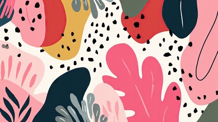 Abstract pattern of various colors and shapes.