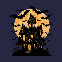 halloween background with haunted house