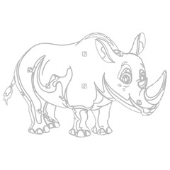  rhino illustration vector  color background