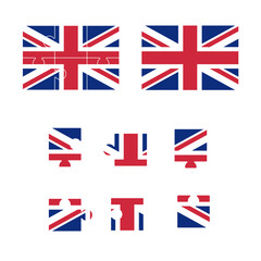 United Kingdom flag  jigsaw puzzle background, British flag 2x3 puzzle template, vector illustration.