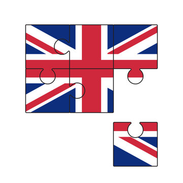United Kingdom flag  jigsaw puzzle background, British flag 2x3 puzzle template, vector illustration.