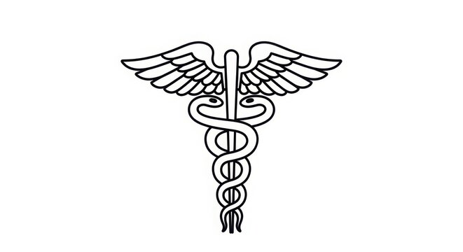 Classic caduceus symbol winged staff and serpentine rod emblem representing medicine health care and professional medical services healthcare symbol