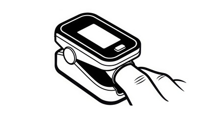 Close-up of a finger being placed in a digital pulse oximeter device for measurement of blood oxygen saturation levels and heart rate accurately