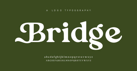  Bridge Elegant wedding beauty font alphabet logo. Typography beautiful luxury minimal elegant serif fonts fashion vintage retro logos. vector illustration
