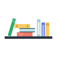 Bookshelf with Books. Library or Bookstore Illustration