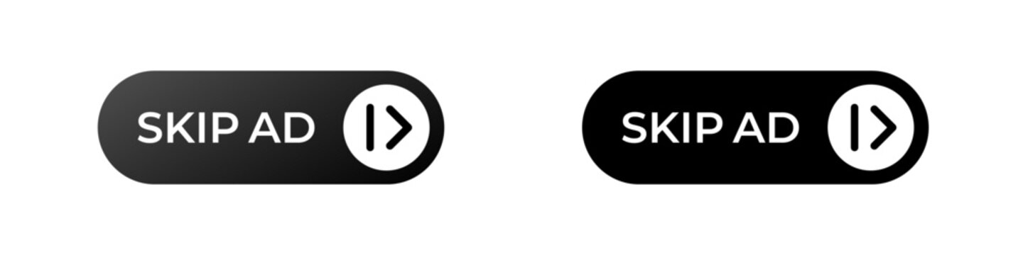 two oval skip ad buttons each feature a play symbol. simple minimalist design suitable for interfaces.
