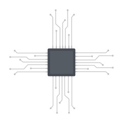 Electronic Microchip Processor Icon for STEM Education