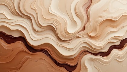 Paysage beige et marron avec des vagues organiques abstraites.