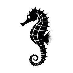 Elegant black seahorse silhouette perfect for coastal designs marine life projects and branding.
