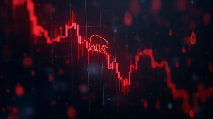 Bear Market Concept with Downward Graph and Financial Decline Symbolism