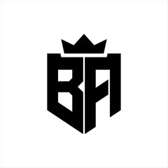 BA Vector image of a shield with a sharp geometric style and a pointed crown