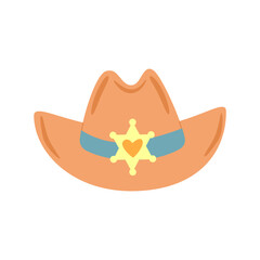 Pastel sheriff hat – charming cartoon hat in beige with star emblem, ideal for children’s products, greeting cards, and western crafts.