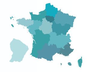 Map of France with provincies