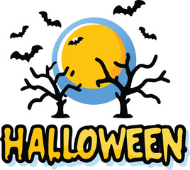 Fototapeta premium Spooky halloween scene with a large mysterious element